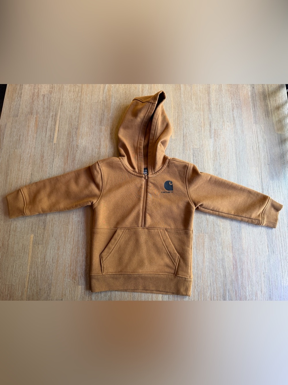 Carhartt Toddler Brown Hooded Half-Zip Sweatshirt | 2T